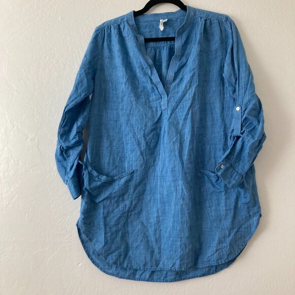 Seafolly Boyfriend Beach Shirt Mini Dress Blue Beach Coastal Summer Cover Up XS - Picture 1 of 9